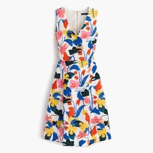 J. Crew | Linen Blend Colorful Floral A Line Dress Academia Preppy Summer Event
